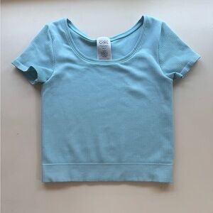Athleta Girl Rise Above Rib Crop Tee - Aqua - Size M